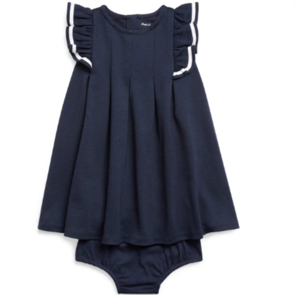 Girl's Nautical Ponte Knit Dress w/ Matching Bloomers
